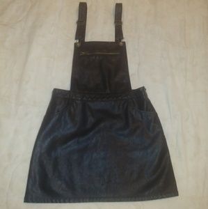 Faux Leather Overalls Dress by Forever 21